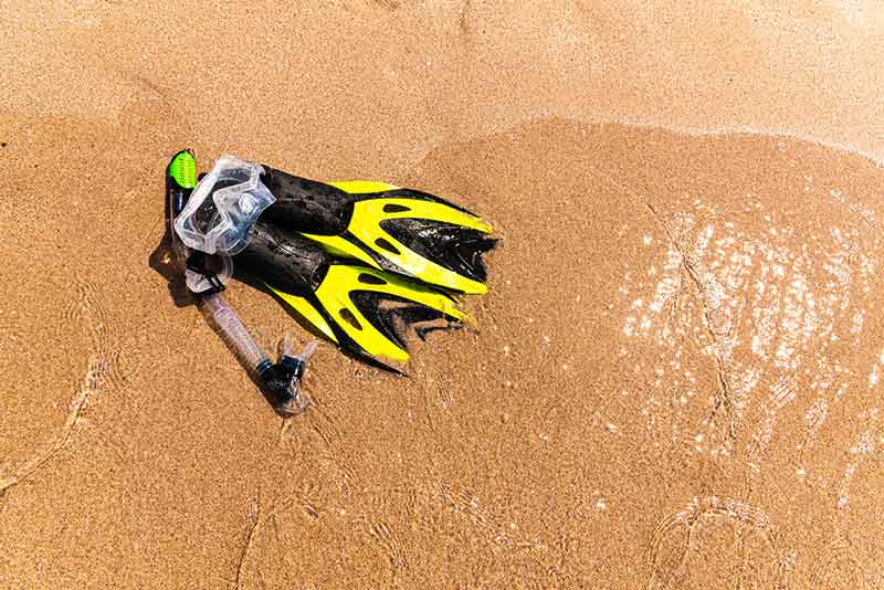 63470780_dive-equipment-on-gold-sand-beach-in-the-sea-shore